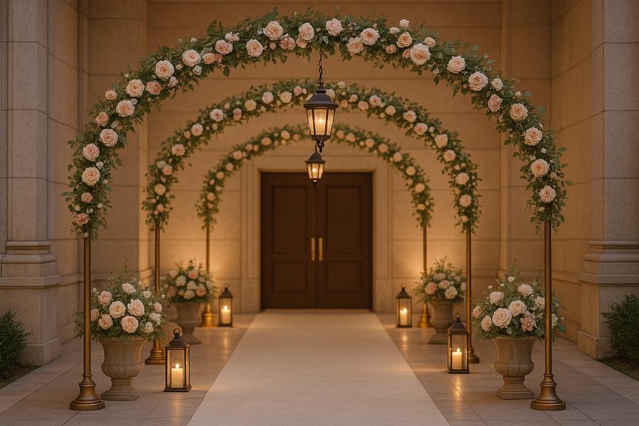 Luxury floral arch wedding entrance Dubai